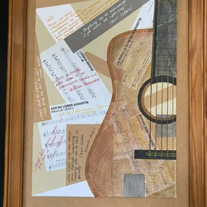 Guitar Collage with Music Quotes – Folk & Classical Wall Art, Inspirational Home Decor