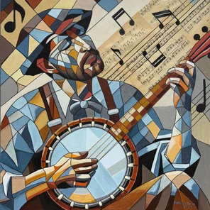 Musician with Banjo. Contemporary Music Art