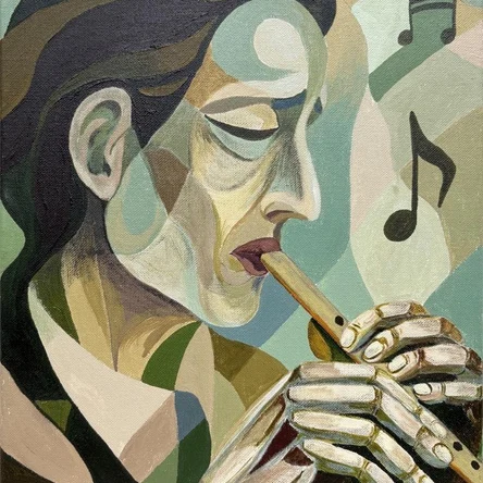 The Flutist – Abstract Figurative Music Art